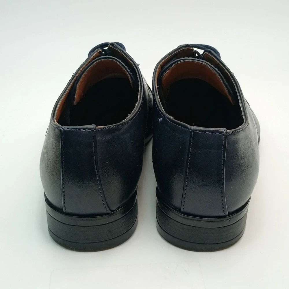 Alain Dupetit Powder‎ 01 Oxford Men Size 8 Navy Blue Cap Toe Dress Shoes